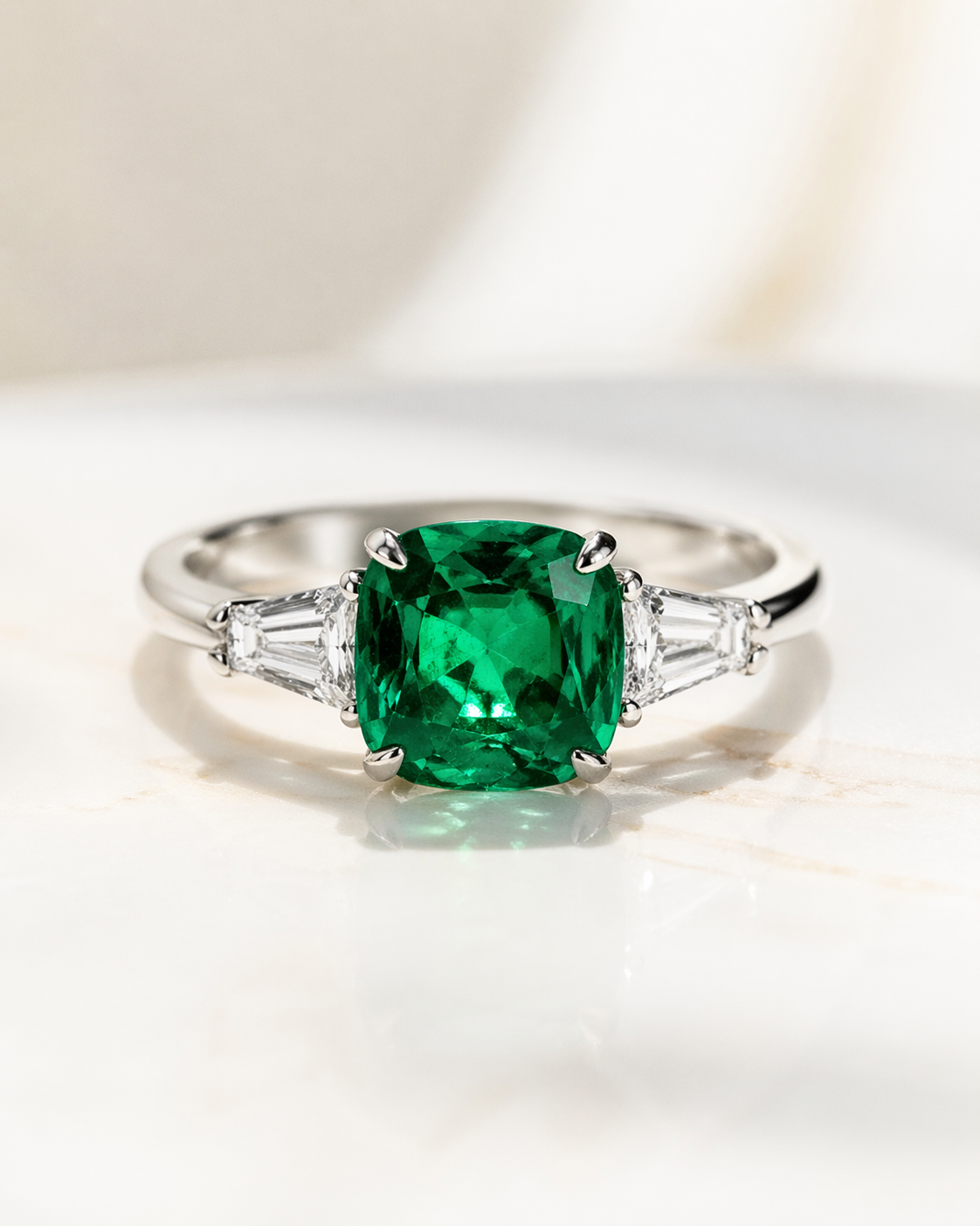 2.15ct Oval Emerald Halo Ring in 18K Yellow Gold